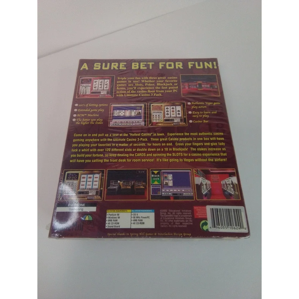 Ultimate Casino 3-Pack Big Box PC Game with Bonus Radica Pocket Poker Sealed